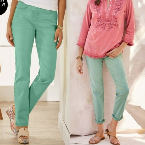 Soft Surroundings Pants - The Ultimate Denim Pull On Relaxed Straight Jeans I Size S